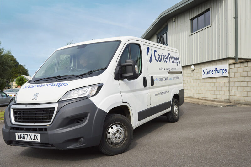 Van exiting Carter Pumps business premises